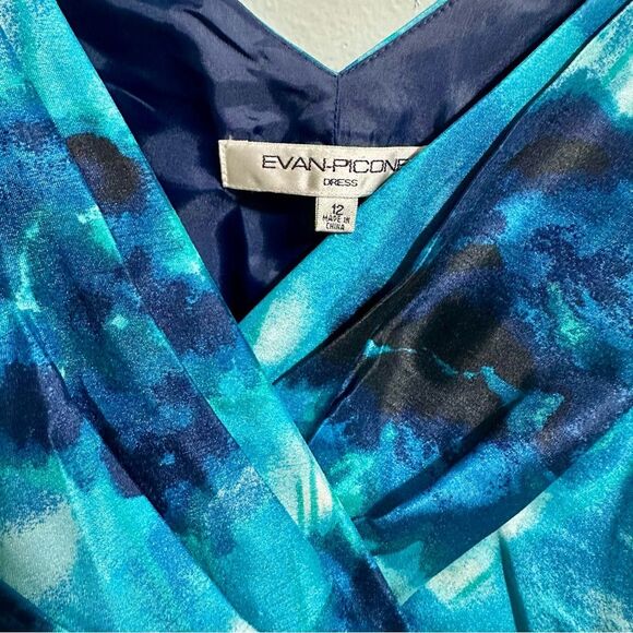 Evan Picone Blue and Black Floral Midi Dress (1022) - Picture 3 of 4